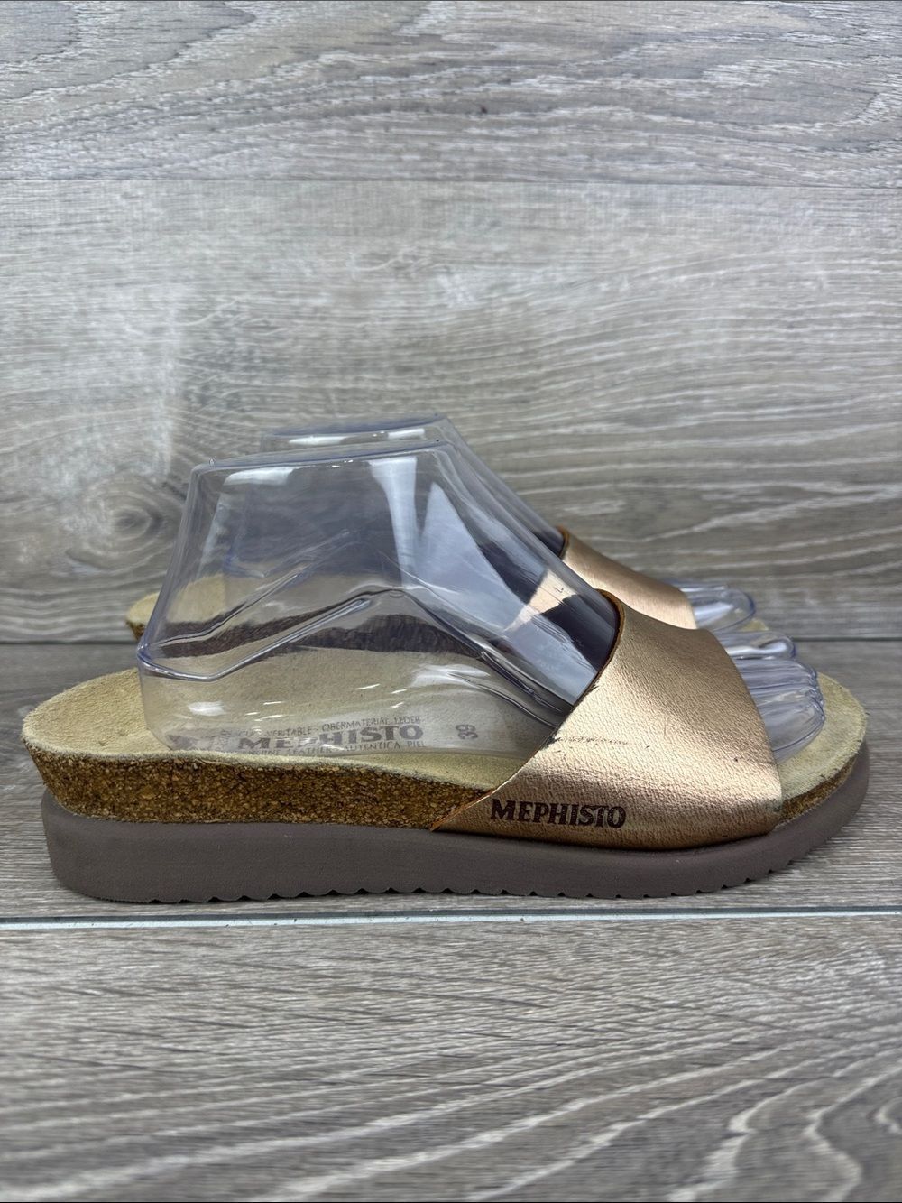 Mephisto Lise Women’s Sz 8/EU 39 Rose Gold Leather Slip On Slides Sandals